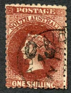 South Australia SG12b 1/- red-brown No Stop after S Cat 90 pounds 