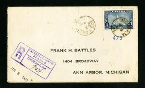 Canada Frank H. Battles Registered Stamp Cover