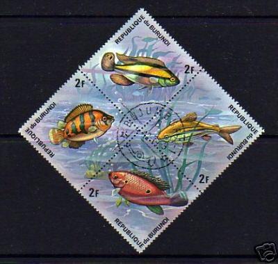 BURUNDI - 1974 - TROPICAL FISH -  Block - SET OF 4!!