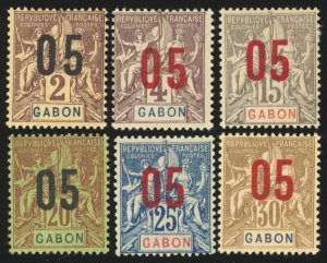 GABON Sc 72-77 F-VF/MH - 1912 Navigation & Commerce with surcharges