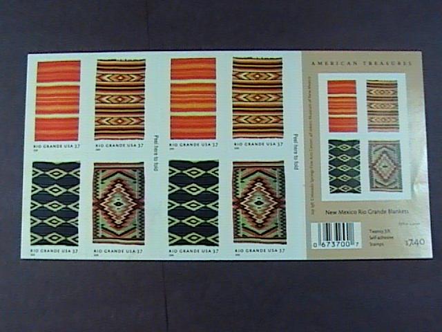 U.S.# 3926-3929(3929b)-MINT/NH-BOOKLET PANE OF 20--RIO GRANDE BLANKETS--2005