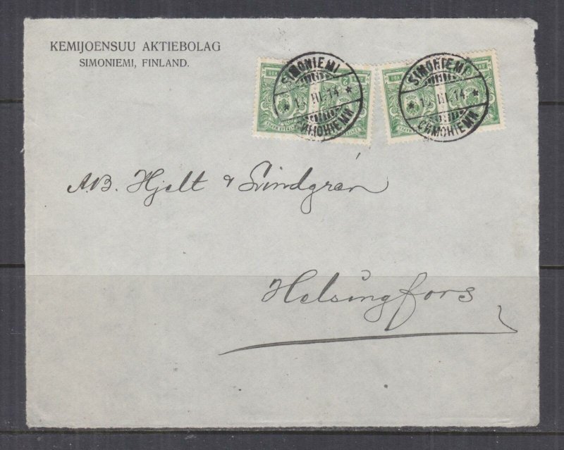 FINLAND, 1914 front, Russia 2k.(4). SIMONIEMI to Helsinki.