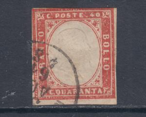 Sardinia Sc 13 used 1863 40c red King Victor Emmanuel