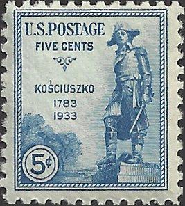 # 734 Mint Hinged Blue Kosciuszko