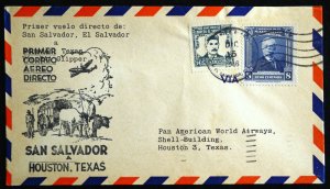 1946 PAA CLIPPER - FAM5-176 - 1ST FLIGHT SAN SALVADOR - HOUSTON TEXAS (ESP#789)