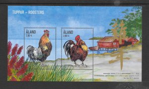 BIRDS - ALAND #389 ROOSTERS S/S MNH