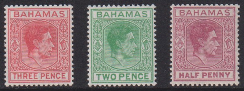 1951 - 1952 Bahamas KGVI complete set MVLH Sc# 154 / 156 CV $4.25