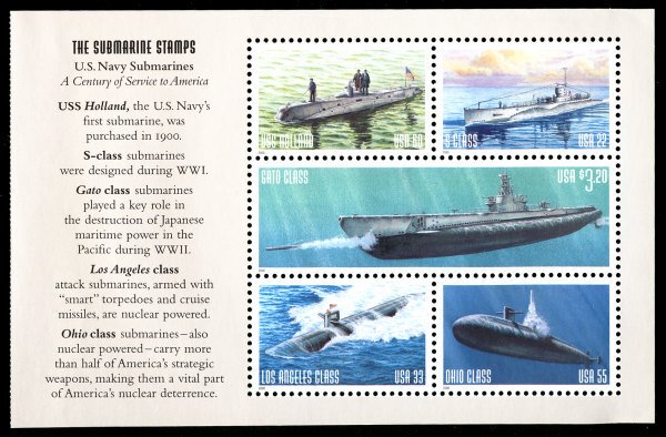 US #3372a BOOKLET PANE, Submarines, VF/XF mint never hinged,   A RARE BOOKLET...