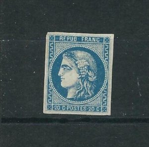 France 45a Y&T 45Ca Bordeaux 20c Lt Bl. Rp 3 Signed MH VF 1871 SCV $2200