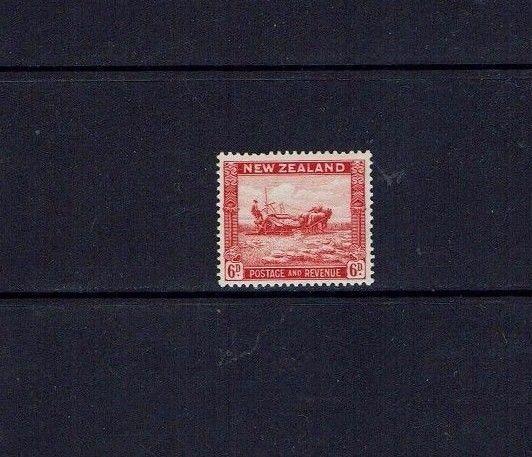 New Zealand: 1936 6d Harvesting scarlet, SG 585, mint lightly hinged