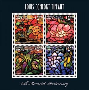 Micronesia 2013 - Louis Comfort Tiffany Art - Sheet of 4 Stamps Scott #1014 MNH