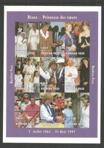 1998 Burkina Faso Princess Diana pope m/s 9 with Scout Imperf