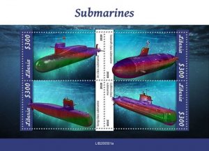 Liberia - 2020 Submarines, Jin, Song, Collins - 4 Stamp Sheet - LIB200501a