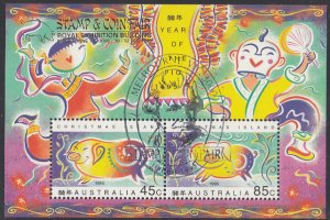 Christmas Island 1995 used Sc #368b Sheet of 2 Year of the Pig O/P