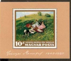 Hungary - Magyar Posta 1966 Art Painting - Picnic in May by Pal Szinyei Merse...