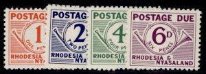 RHODESIA & NYASALAND QEII SG D1-D4, 1961 POSTAGE DUE set, M MINT. Cat £15.