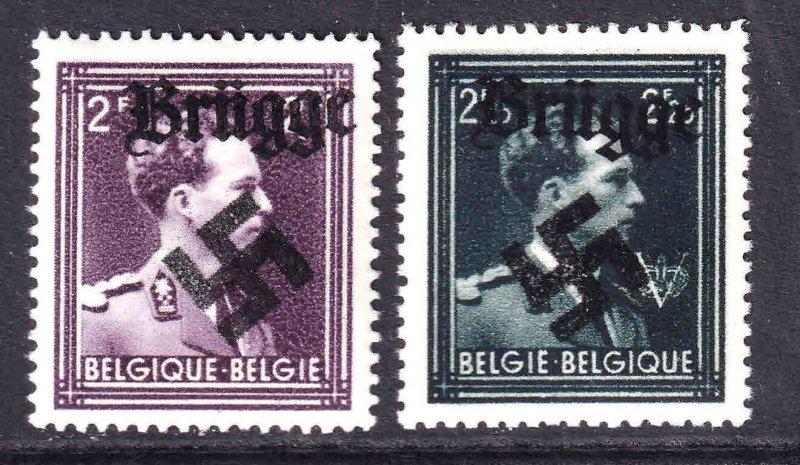 BELGIUM 289-290 WW2 BRÜGGE OVERPRINT OG NH U/M VF BEAUTIFUL GUM