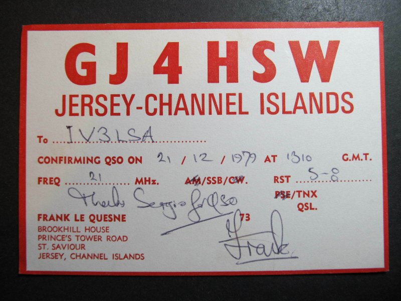 10486 Amateur Radio QSL Card JERSEY CHANNEL ISLANDS