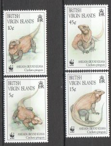 B0170 1994 British Virgin Islands Wwf Reptiles Iguana #814-17 1Set Mnh