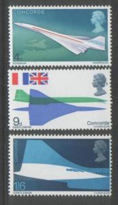 Great Britain 1969 Concorde (3) Scott # 581-6