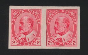 Canada Sc #90A (1903-8) 2c carmine King Edward VII Imperforate Pair Mint VF H