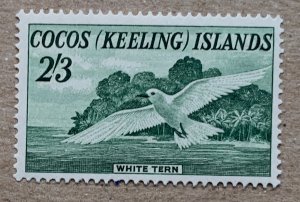 Cocos Islands 1963 2/3p Tern, lightly hinged. Scott 6, CV $6.50