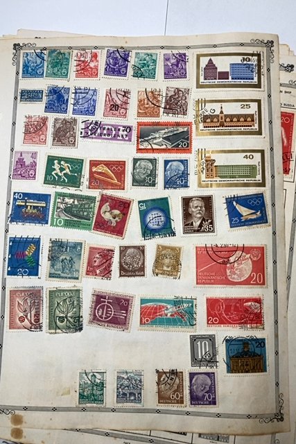 OLD GERMANY STAMPS HINGED ON ALBUM PAGE