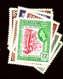 BRITISH GUIANA 253-57 260 263-4 MINT VF OG LH Cat $28