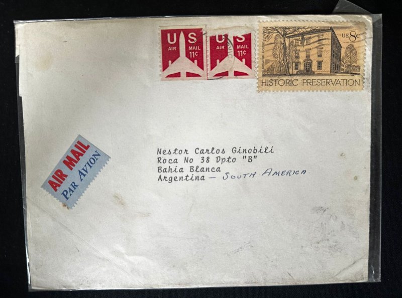 CM) 1971. UNITED STATES. AIR MAIL ENVELOPE SENT ARGENTINA.  MULTIPLE STAMP. XF