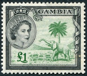 Gambia 1953 £1 green & black SG185 unused