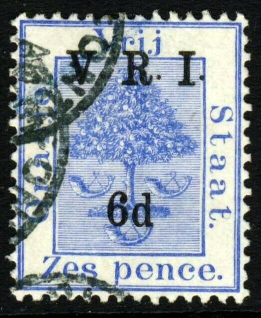 ORANGE FREE STATE 1900 V.R.I. 6d. on 6d. Blue SG 109 VFU