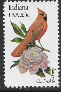 1966 Indiana Birds and Flowers MNH single perf 10.5 x 11.25