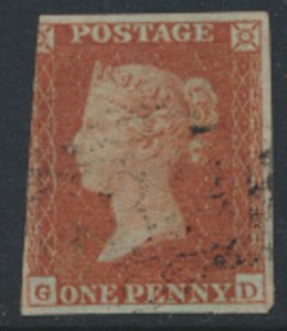 GB 1d Red 3 margins SG 8  SC# 3f Used see details & scans