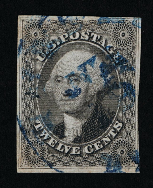 GENUINE SCOTT #17 USED 1851 BLACK PSE CERT GRADED VF-80 BOLD BLUE CDS CANCEL