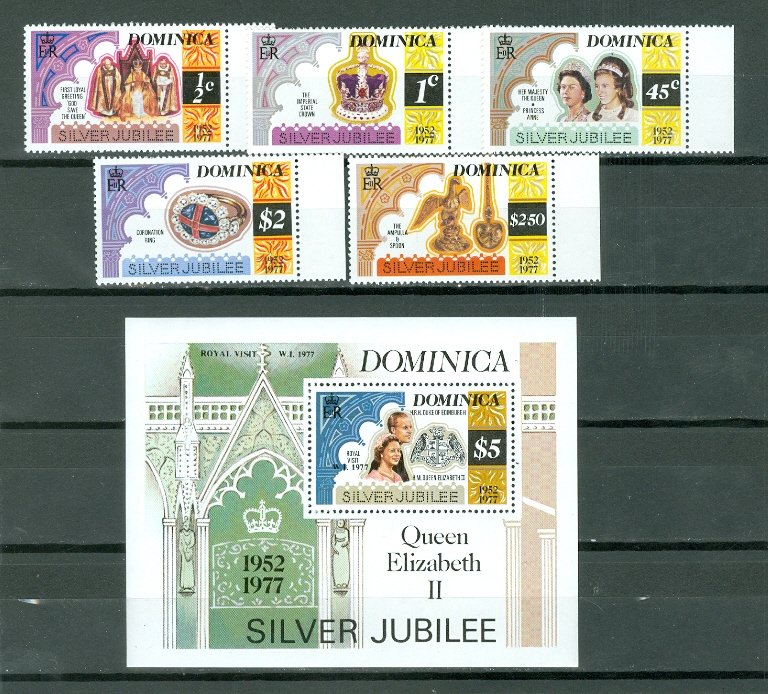 DOMINICA QE #521-526...SET + SOUV. SHEET...MNH...$3.80