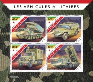 Togo - 2019 Military Vehicles - 4 Stamp Sheet - TG190516a