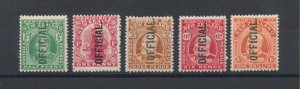 1910-16 NEW ZEALAND - Stanley Gibbons # O73/O77 - Officia Stamps overprint Offic