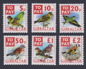 Gibraltar Birds Finches Postage Due 6v SG#D26-D31 SC#J26-J31