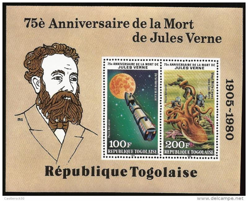 E)1980 TOGO, JULES VERNE 1905-1908, ROCKET AND MOON FROM EAR
