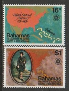 1976 Bahamas - Sc 392-3 - MNH VF - 2 single - American Bicentennial