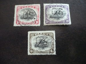 Stamps - Papua - SG# O4,O5,O7 - Used Part Set of 3 Stamps Perfin