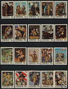 Liberia 853-7 MNH Norman Rockwell Scout Paintings, Flag