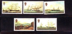 Jersey Sc 348-52 1985 Ship Paintings stamp set mint NH