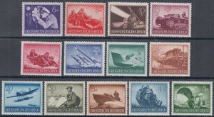 GERMANY Sc # B257-69 CPL MNH SET of 13 STAMPS of DIFF ARMAMENTS AND SOLDIERS