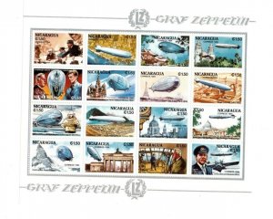 Nicaragua 1995 - Graf Zeppelin - Sheet of 16 Stamps - MNH