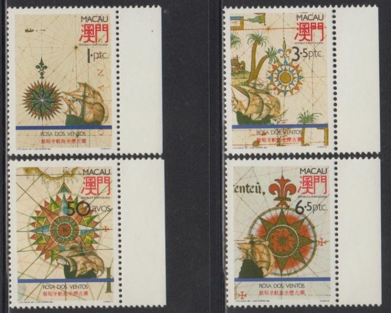 Macau 1990 Navigation Coordinates and Compasses Stamps Set of 4 MNH