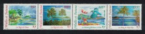 Wallis and Futuna Kingfisher Birds Landscapes strip of 4v 2002 MNH SC#559