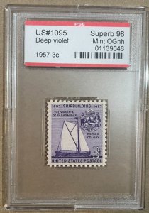 US stamp scott# 1095 Shipbuild 1957 mint OG NH MNH PSE cert Grade Superb 98 $65