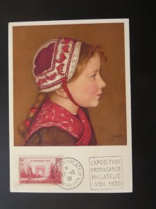 child costume commercial fair of Lyon postcard with Daguin postmark France 1938