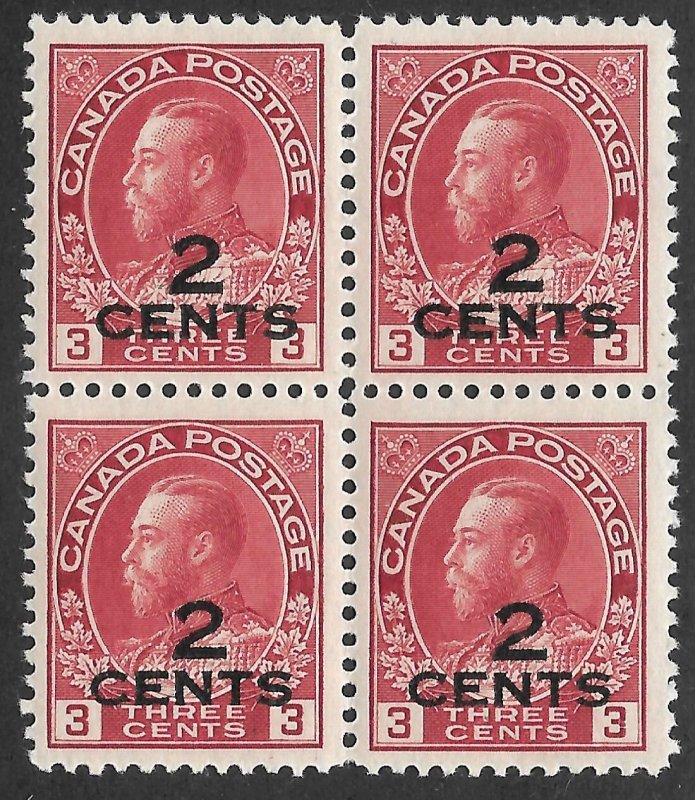 Doyle's_Stamps: XF-S MNH 1926 Canadian KGV Overprint Block, Scott #140**